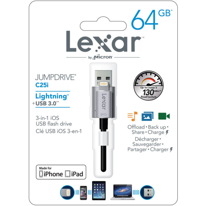 Lexar JumpDrive C25i 64 Go Clé Lightning vers USB 3.0