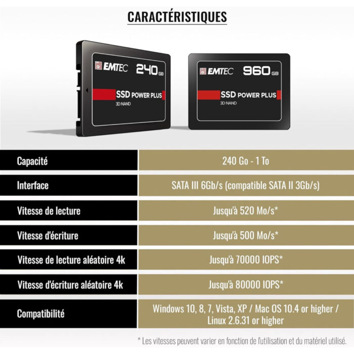Emtec Disque Dur SSD Interne 480Gb 2.5″