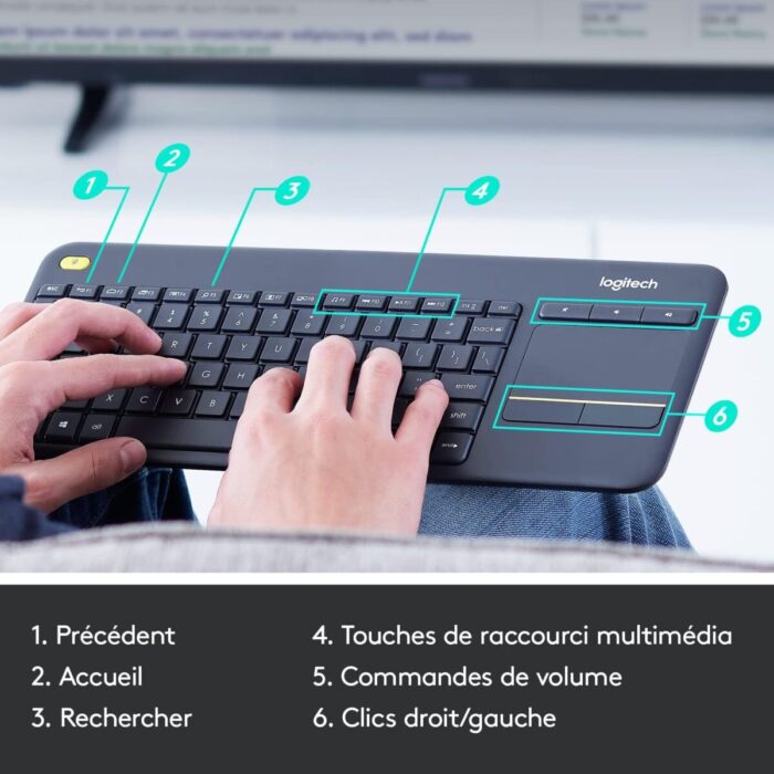 Logitech K400 Plus Clavier Sans Fil