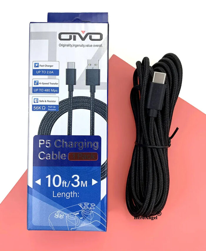 OVIO Câble type C 3M C10ft charge rapide pour Playstation 5, Xbox Series X|S, manette Switch Pro