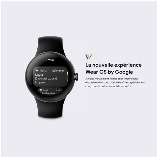Google Pixel Watch Wifi Argent avec bracelet sport Galet 41 mm