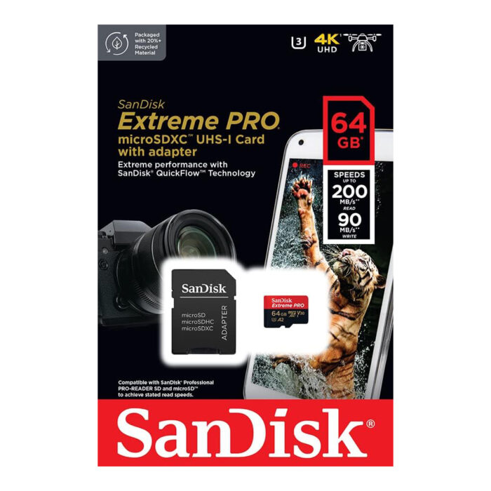 SanDisk Extreme Pro 64GB microSDXC UHS-I with Adapter