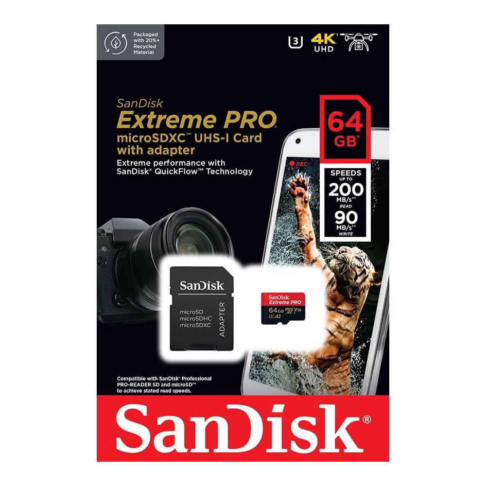 SanDisk Extreme Pro 64GB microSDXC UHS-I with Adapter