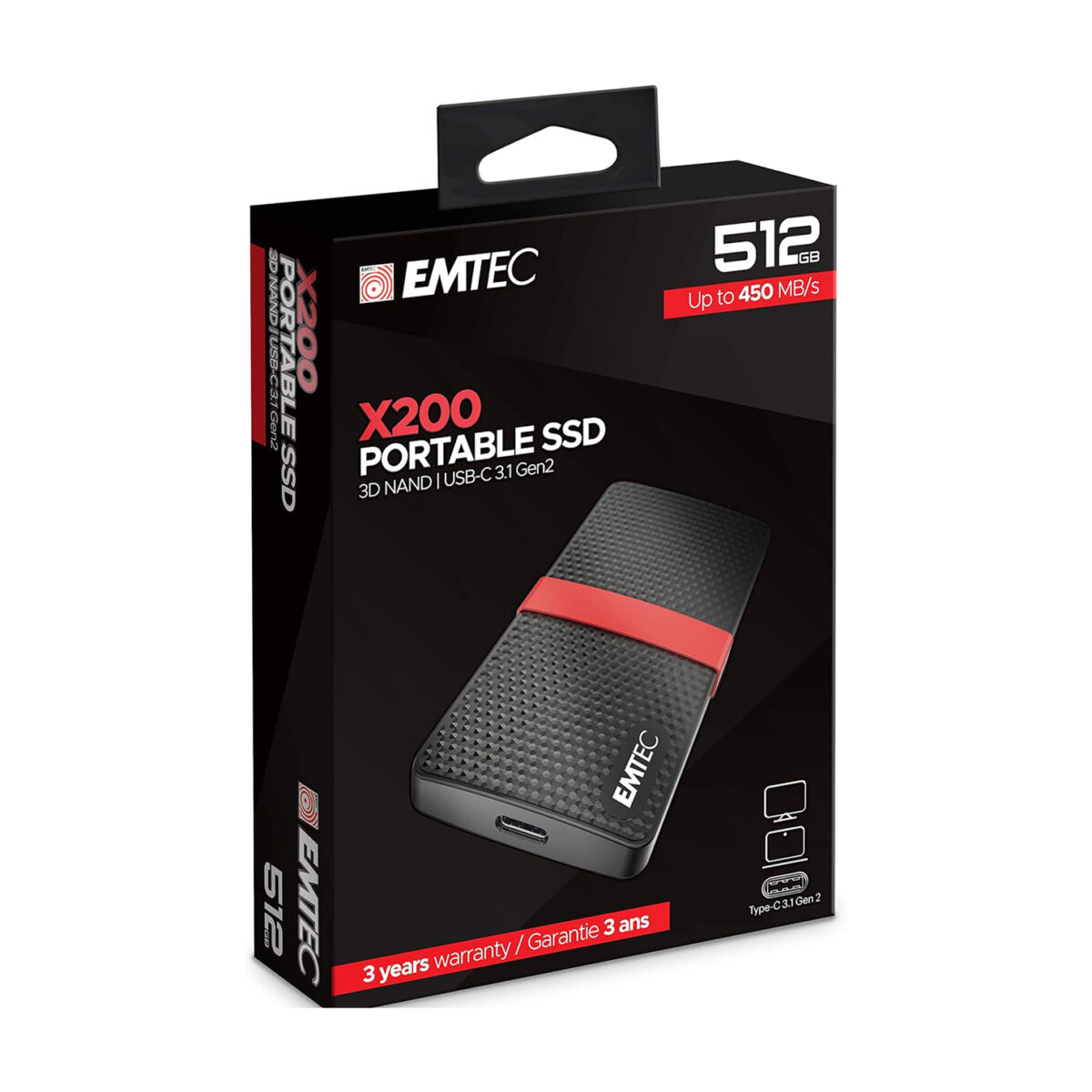 Emtec X200 Disque SSD Portable 512Gb 3.1″