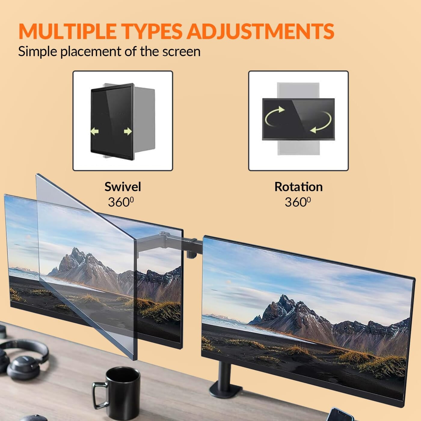 Support Z022 pour deux moniteurs 13″ à 27″