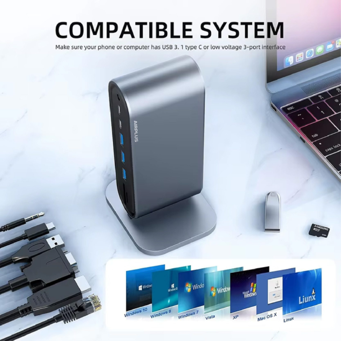 Airplus Station d’accueil USB-C Multiport 12-En-1