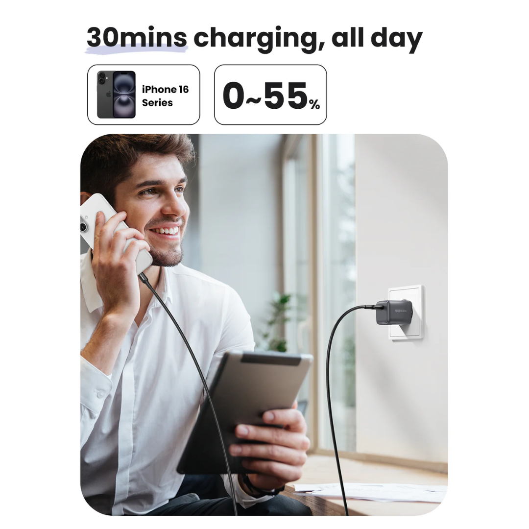 Pack Chargeur GaN 30W + Câble Tressé 60W