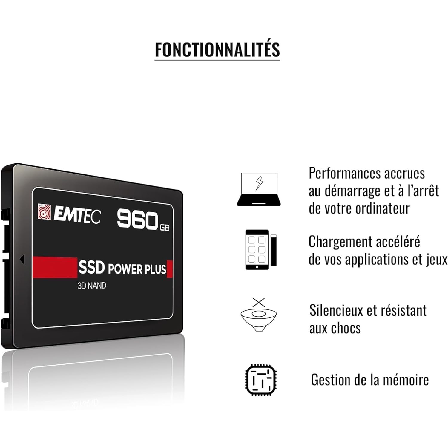 Emtec X150 Power Plus SSD Interne 2To 2.5″