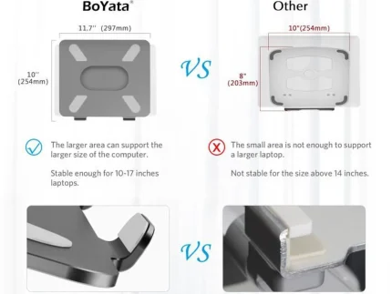 Support pour Ordinateur Portable, Support Ergonomique pour Ordinateur Portable en Aluminium Réglable pour 11-17″ Gris