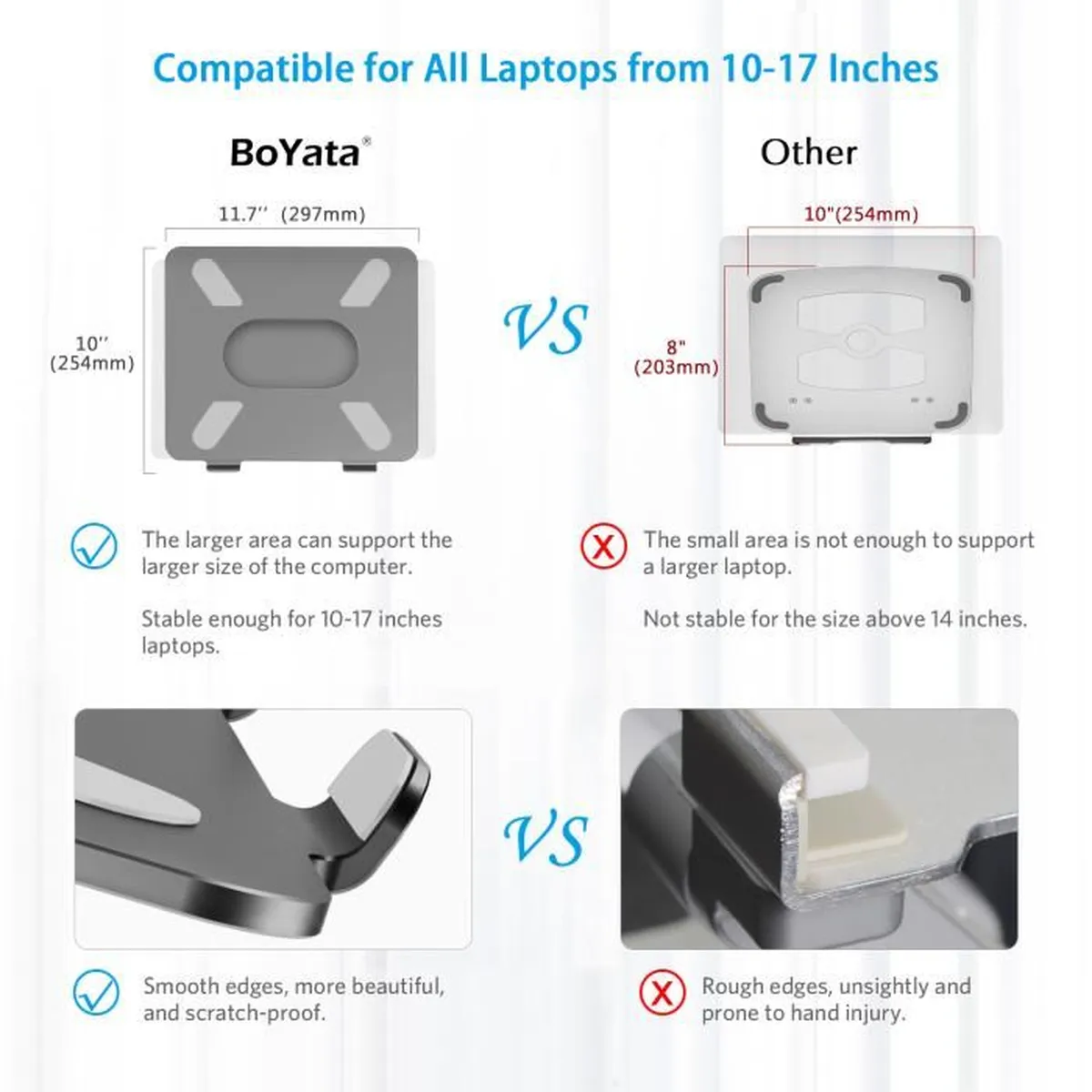 Support pour Ordinateur Portable, Support Ergonomique pour Ordinateur Portable en Aluminium Réglable pour 11-17″ Gris