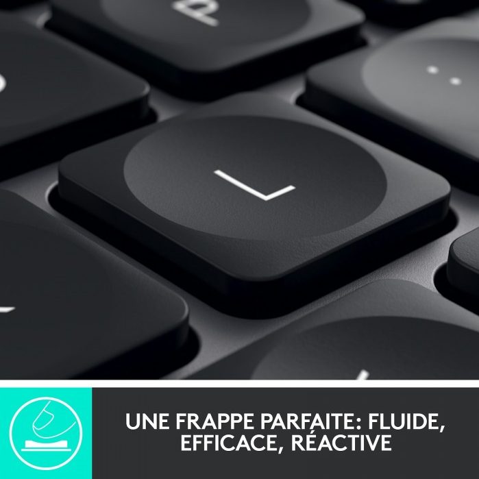 Logitech Clavier rétroéclairé sans fil Bluetooth avancé MX Keys Plus Azerty