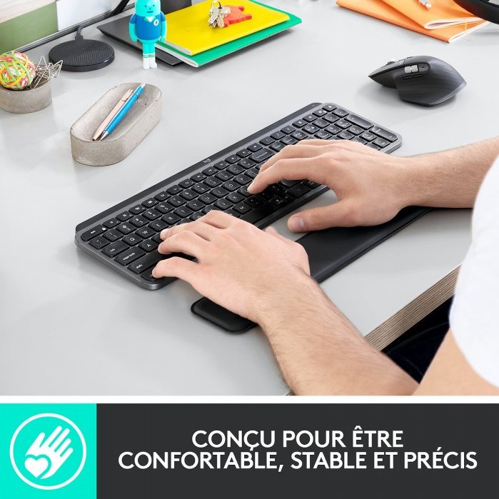 Logitech Clavier rétroéclairé sans fil Bluetooth avancé MX Keys Plus Azerty