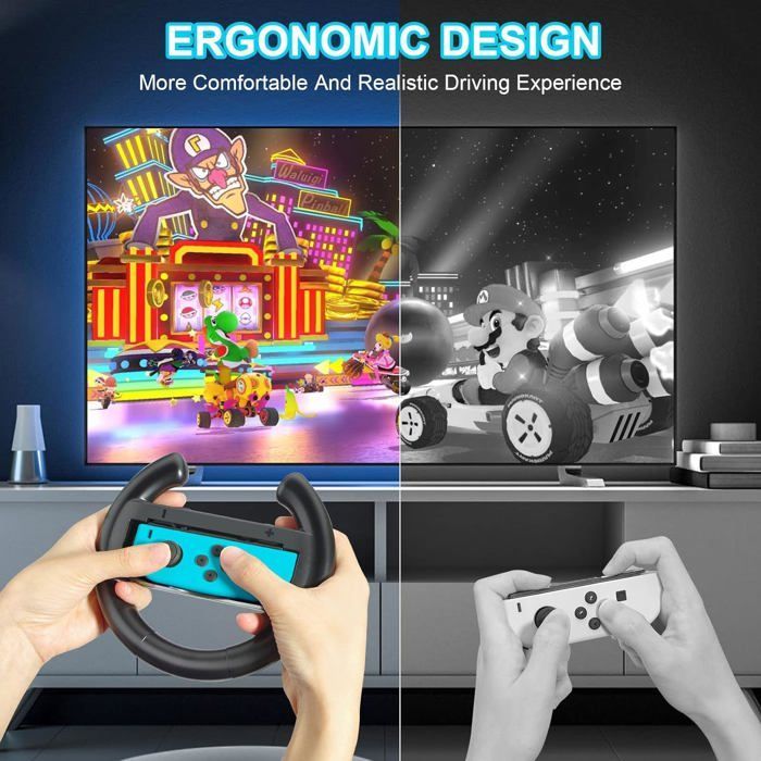 Nintendo Switch Joy Racing Games volant Steering Wheel Grip-Suitable for Nintendo Switch Black & Black